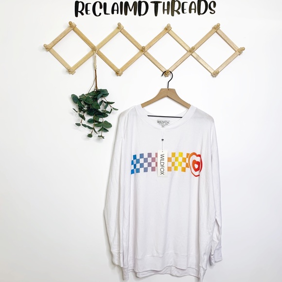 Wildfox racer check white road trip sweater NWT - Picture 2 of 8